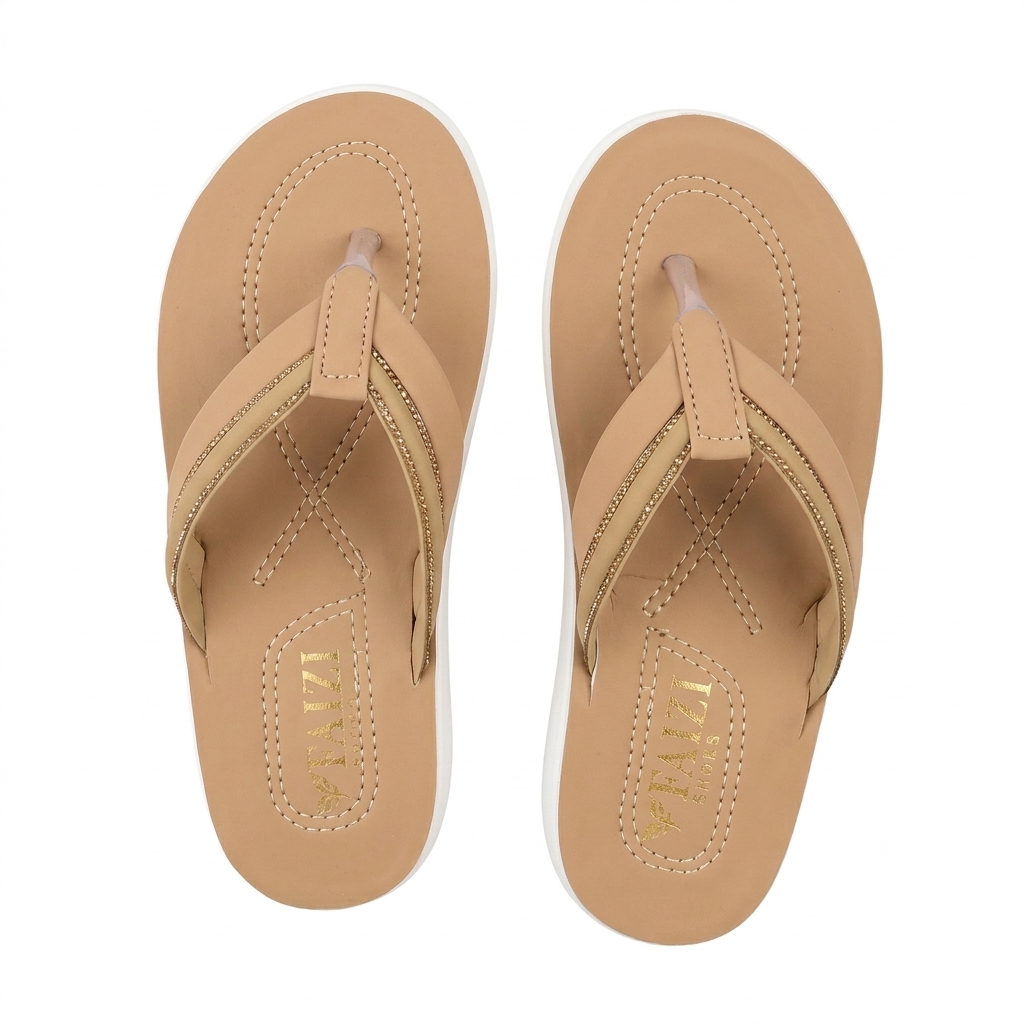 Faizi Ladies Chappal - Brown - Image 2