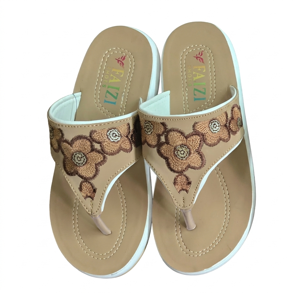 Faizi Ladies Chappal - Brown - Image 4