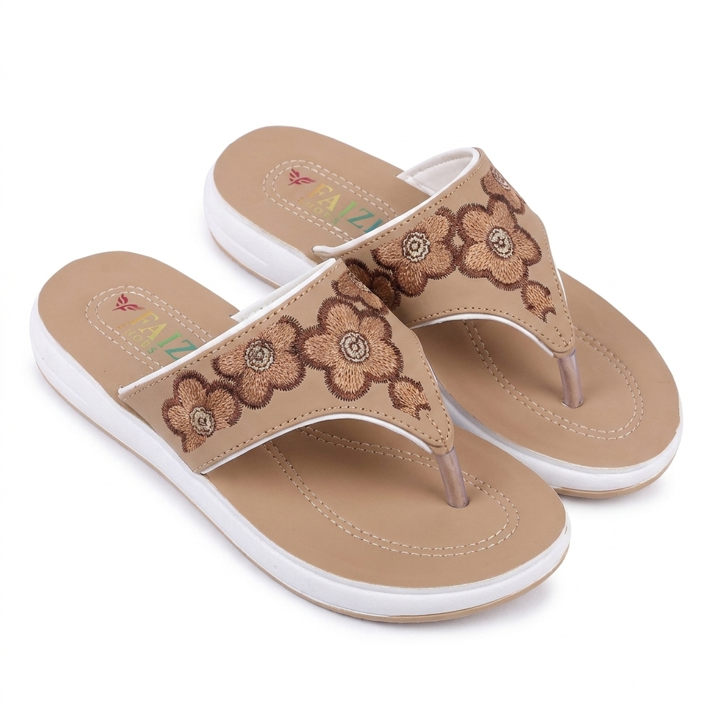 Faizi Ladies Chappal - Brown - Image 3
