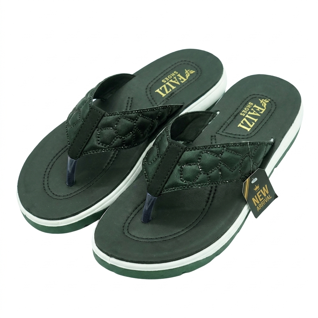 Faizi Ladies Chappal - Green - Image 3