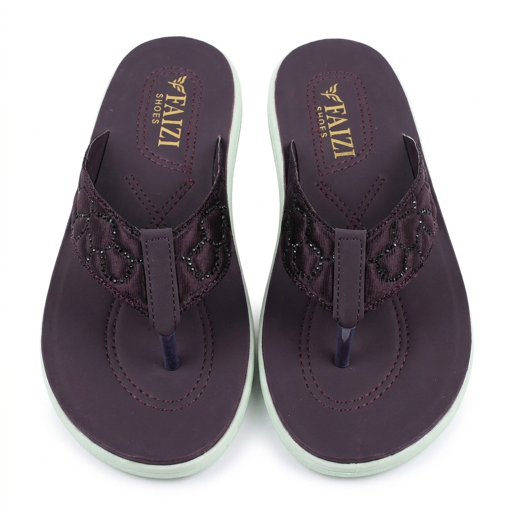 Faizi Ladies Chappal - Purple - Image 2