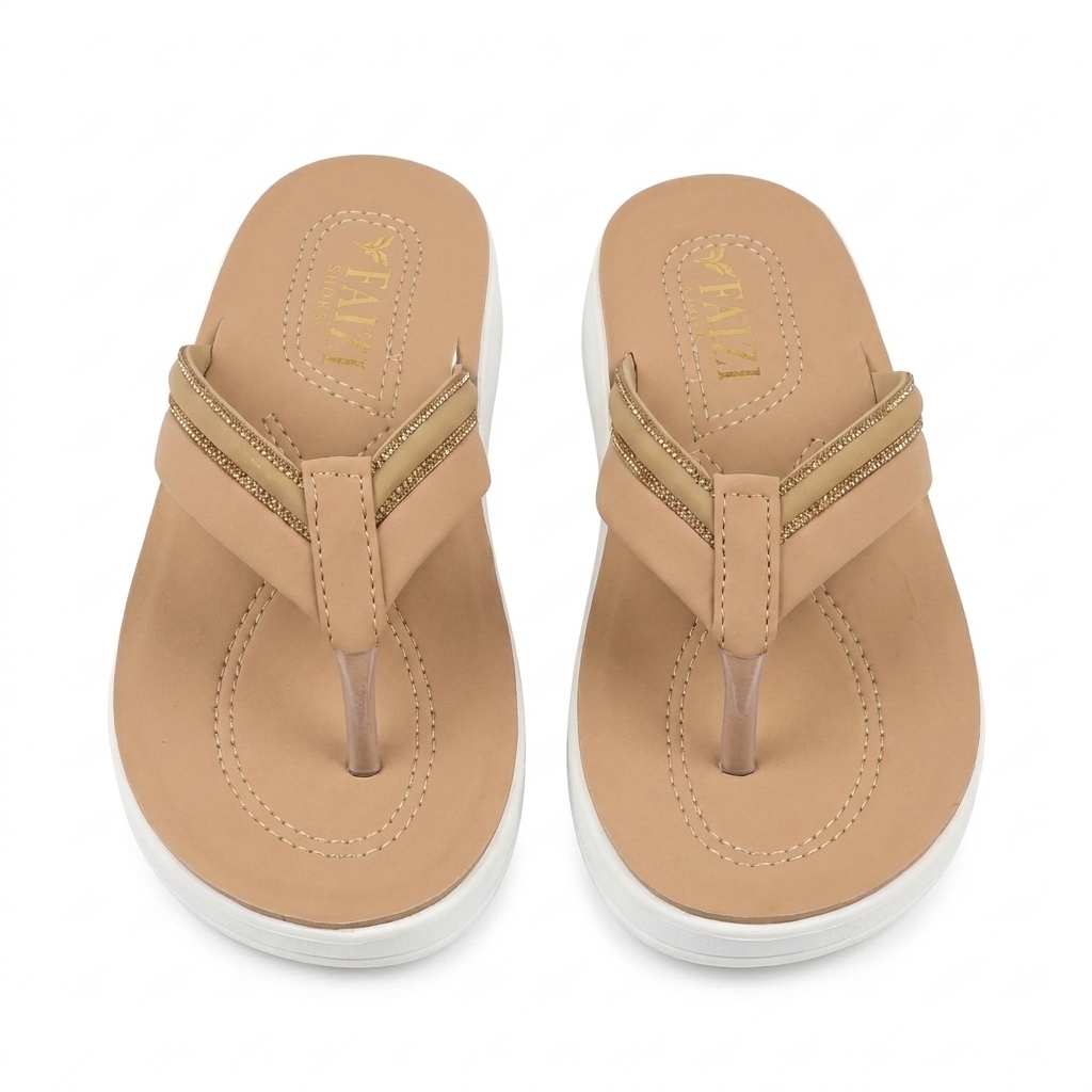 Faizi Ladies Chappal - Brown - Image 3