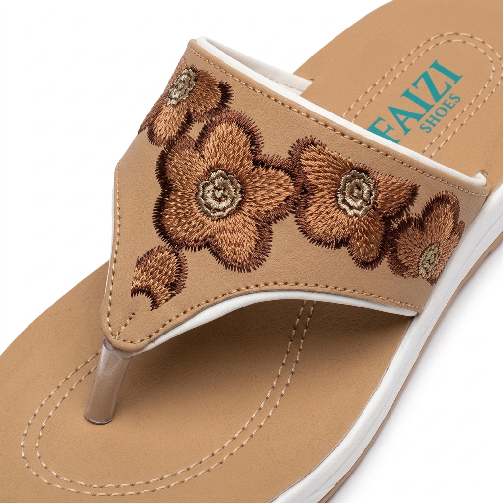 Faizi Ladies Chappal - Brown - Image 2