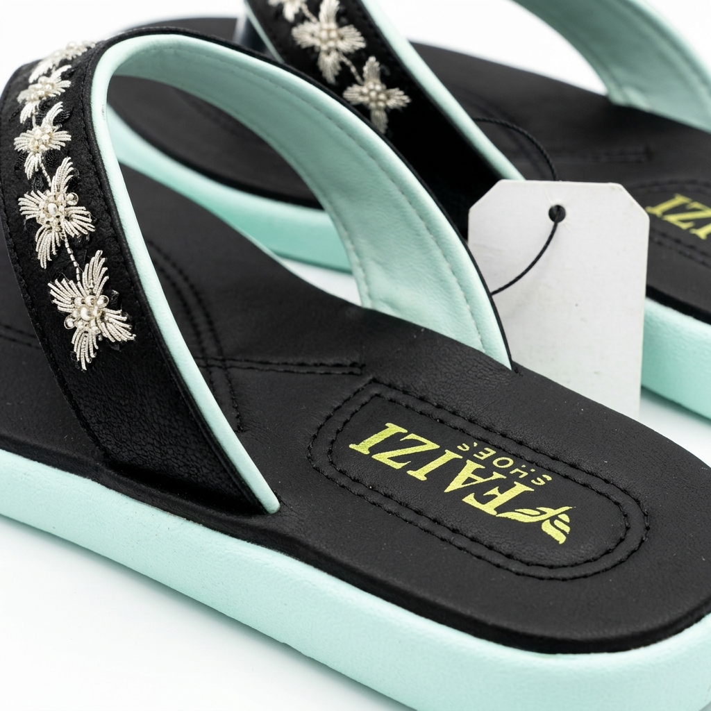 Faizi Ladies Chappal - Black - Image 3