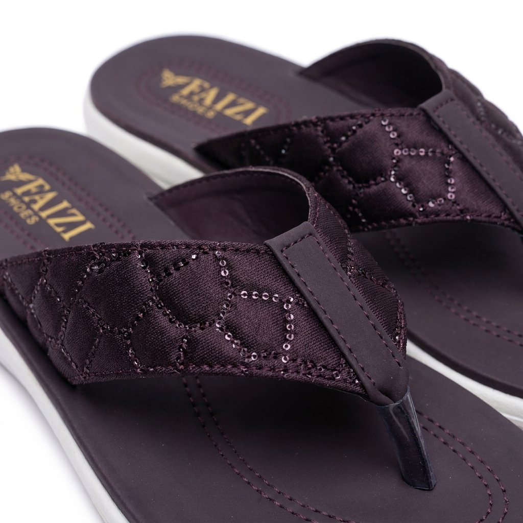 Faizi Ladies Chappal - Purple - Image 7