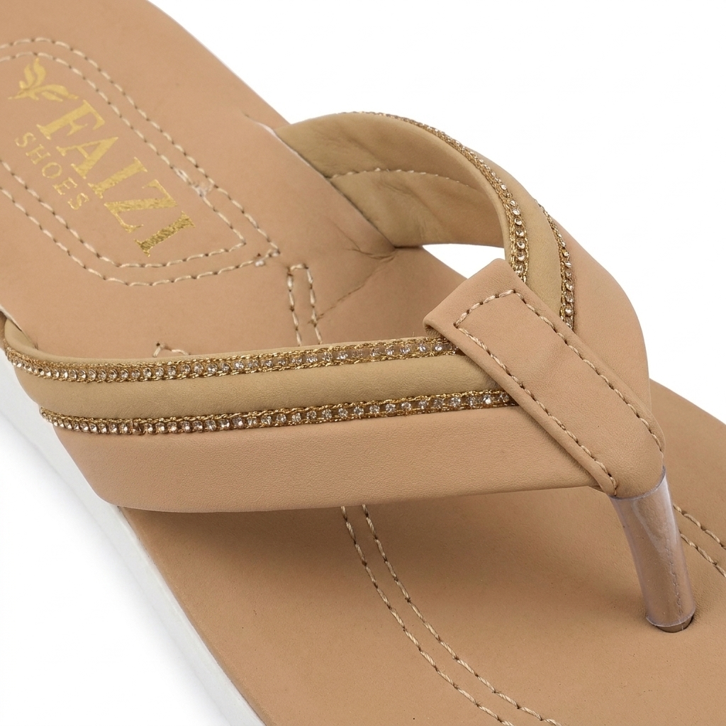 Faizi Ladies Chappal - Brown - Image 4
