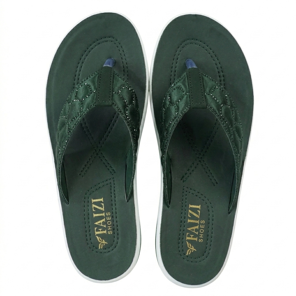 Faizi Ladies Chappal - Green - Image 4