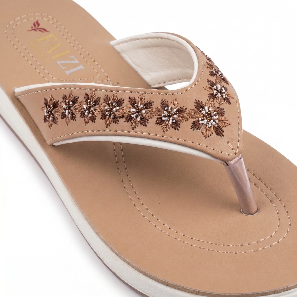 Faizi Ladies Chappal - Brown - Image 4