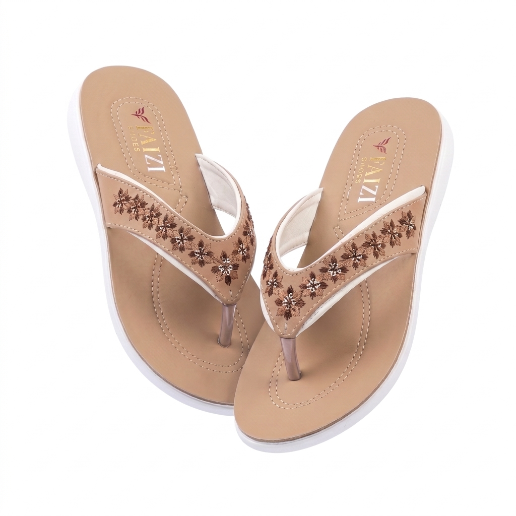 Faizi Ladies Chappal - Brown - Image 3