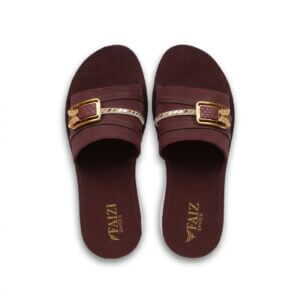 Faizi Maroon Double Buckle Slide Ladies Chappal